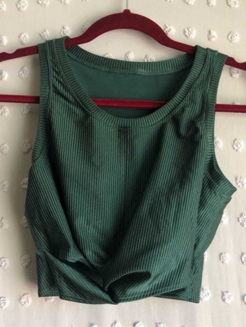 MATCHING SET: Aerie Offline Ribbed Metallic Green Top And Leggings Workout set